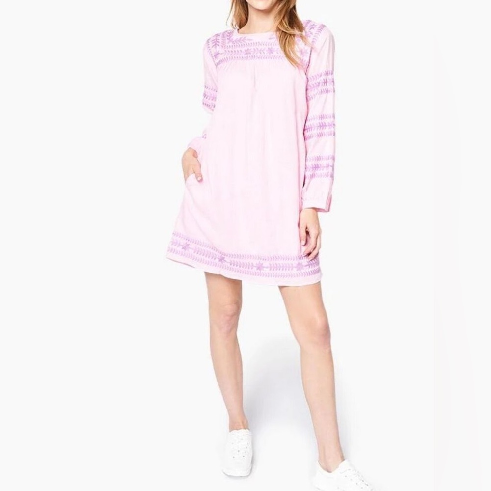 J. Marie The Katie Pink w/ Purple Embroidery Short Dress S